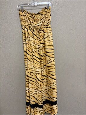Strapless Tiger Print Romper - Yellow & Black
